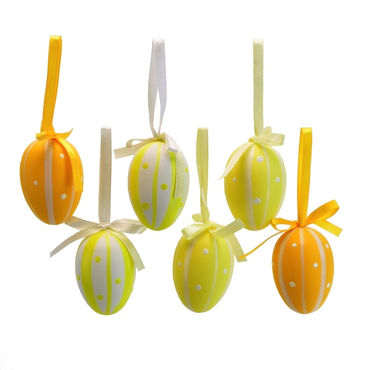 Oua de Paste vopsite in galben, 6 buc, 6x4 cm