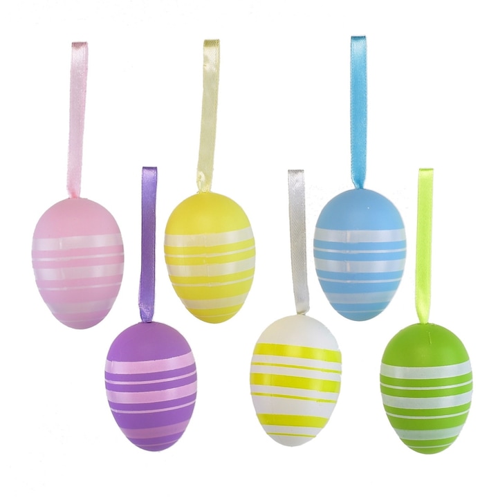 Oua de Paste cu dungi 6 buc, 6x4 cm