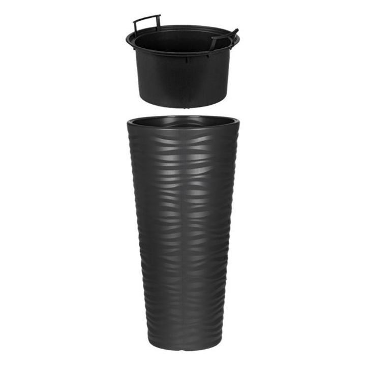 Ghiveci cu Dungi 51L Conic din Plastic Antracit