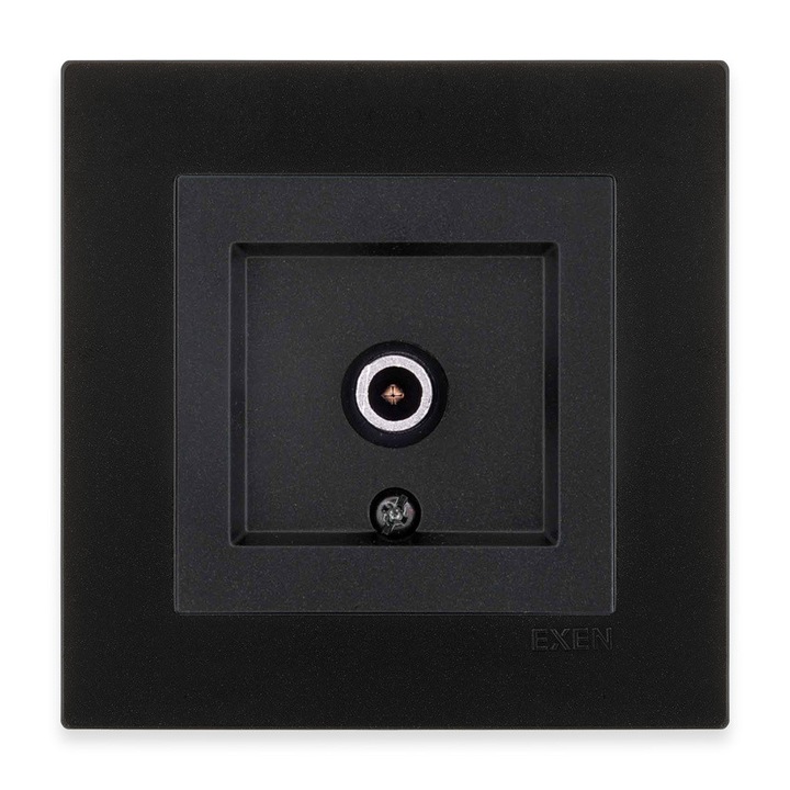 Priza de antena TV de capat, negru metalizat + rama negru metalizat EXEN