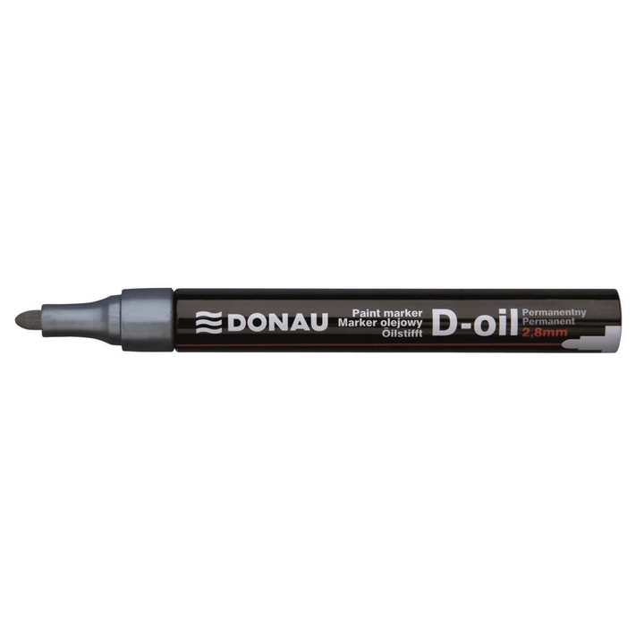 Marker cu vopsea DONAU D-Oil, scriere de 2.8 mm, argintiu