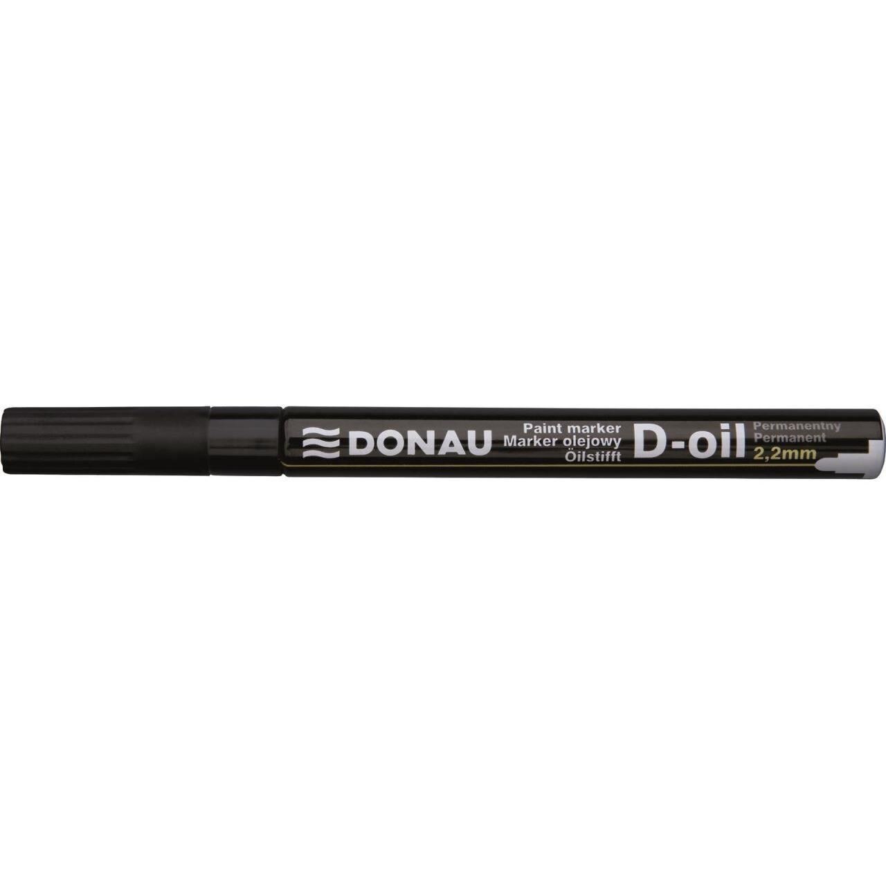 Marker cu vopsea DONAU D-Oil, scriere de 2.2 mm, corp subtire, negru