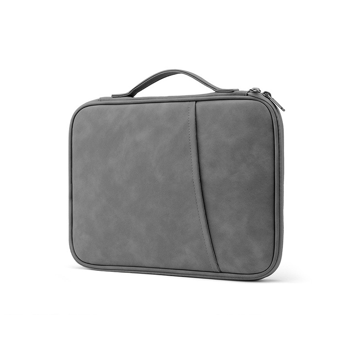 Tablet tok, PU anyag, kopásálló és vízálló, sötétszürke, mérete 30x23x3cm