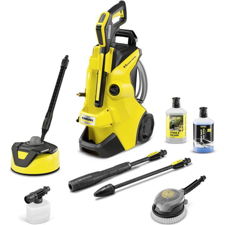 Aparat de spalat cu presiune Karcher K 4 Power Control Flex Car&Home, putere 1800 W, debit 420 l/h, 130 bar, dispozitiv T5, detergent 1 l, pistol Power Control G160Q, lance Vario Power Jet, perie rotativa, sistem spumare 0.3 l, sampon auto 1 l