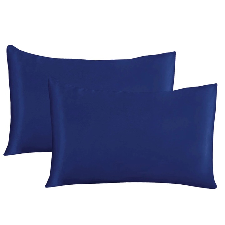 Set 2 fete de perne din satin, 51 x 66cm, bleumarin