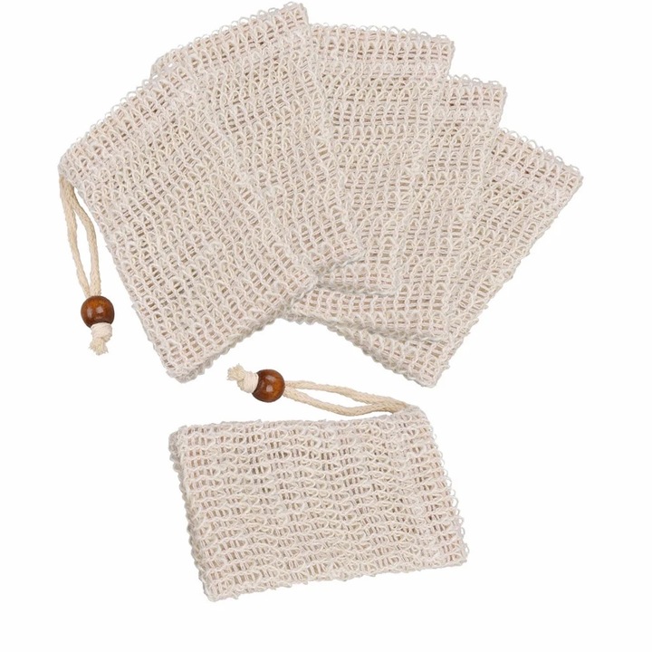 Set 6 x Burete exfoliere, pentru Sapun, din Sisal