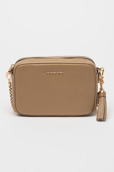Michael Kors, Geanta crossbody de piele cu canaf Jet Set, Maro taupe