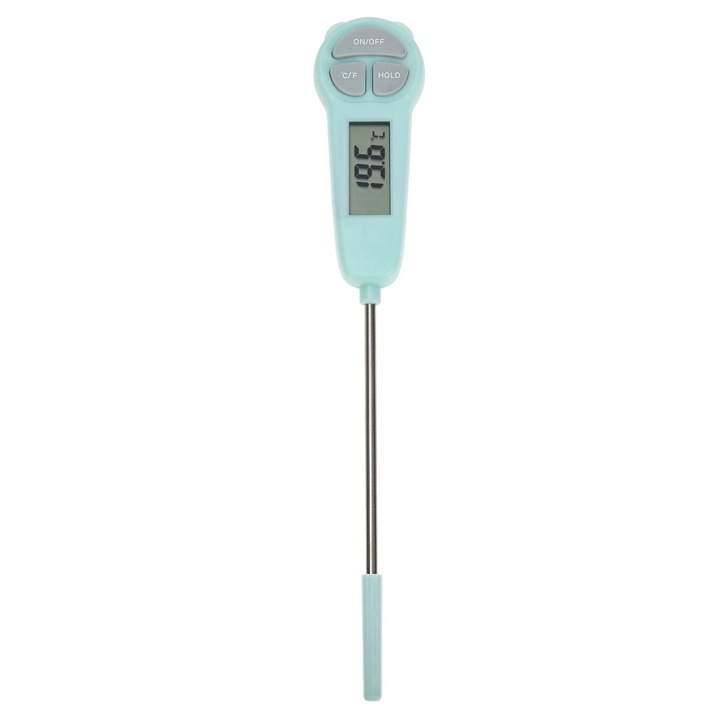 Termometru digital pentru alimente, argintiu, inox, 30C-300C, display LCD