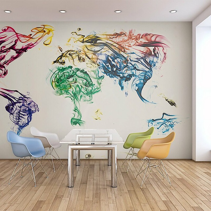 Fotótapéta - Világtérkép táncoló füstösvényekből 400x309