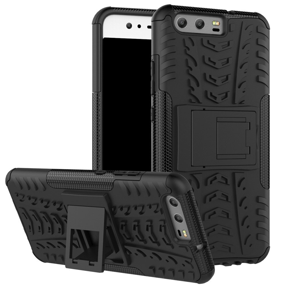 Husa Huawei P10, Protectie Spate,Culoare Neagra,Kickstand PC + TPU