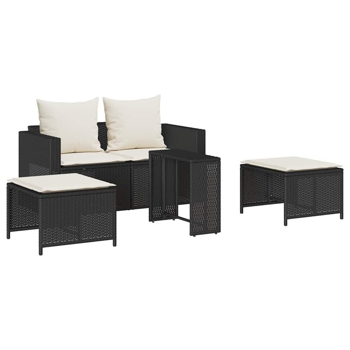 vidaXL 5 részes polyrattan kerti kanapé garnitúra párnákkal stackable 4104163