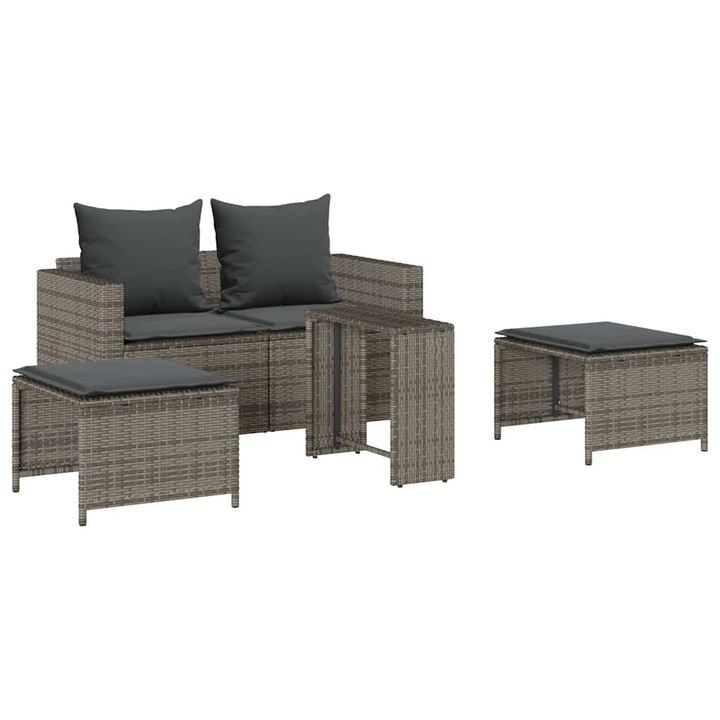 vidaXL 5 részes polyrattan kerti kanapé garnitúra párnákkal stackable 4104165