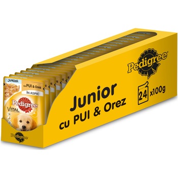 Hrana umeda pentru caini Pedigree Junior, Pui, 24x100g Hrana umeda pentru caini Pedigree Junior, Pui, 24x100g