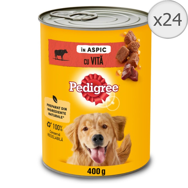 Мокра храна за кучета Pedigree Adult, Говеждо, Консерва, 24 x 400 гр