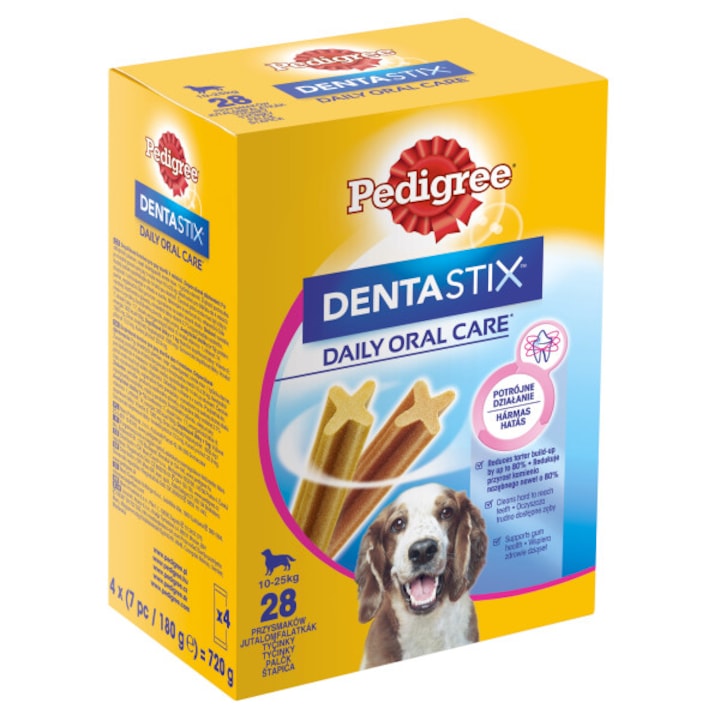 Pedigree DentaStix (M/L) jutalomfalat 10-25 kg-os kutyáknak, 28 db, 720 g