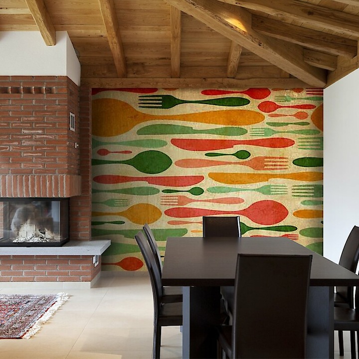 Fotótapéta - Evőeszközök - narancssárga és zöld 400x309