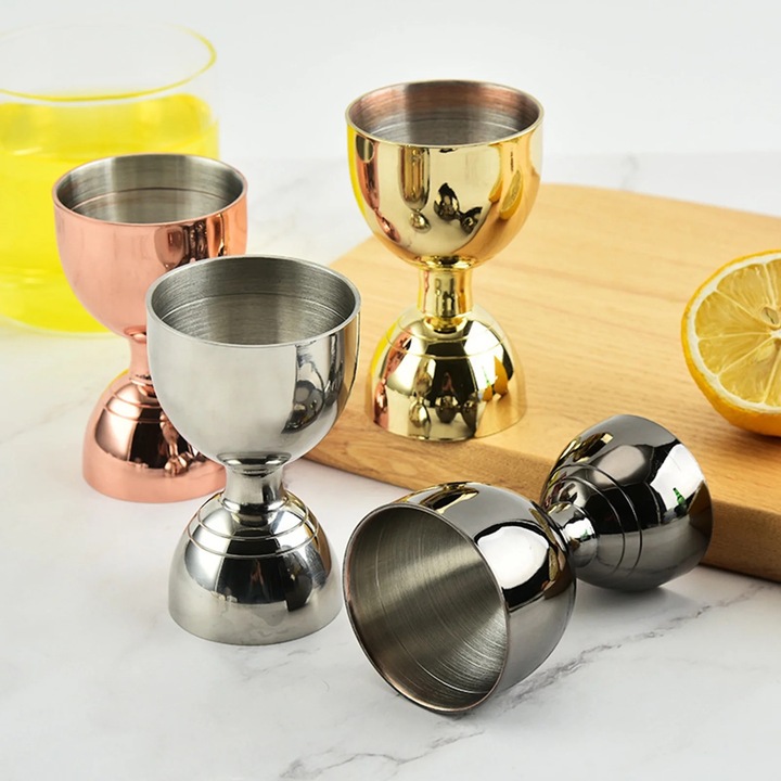 Cupa de masurare pentru vin din otel inoxidabil, design ergonomic, 5.3x4.5x8.7cm, set