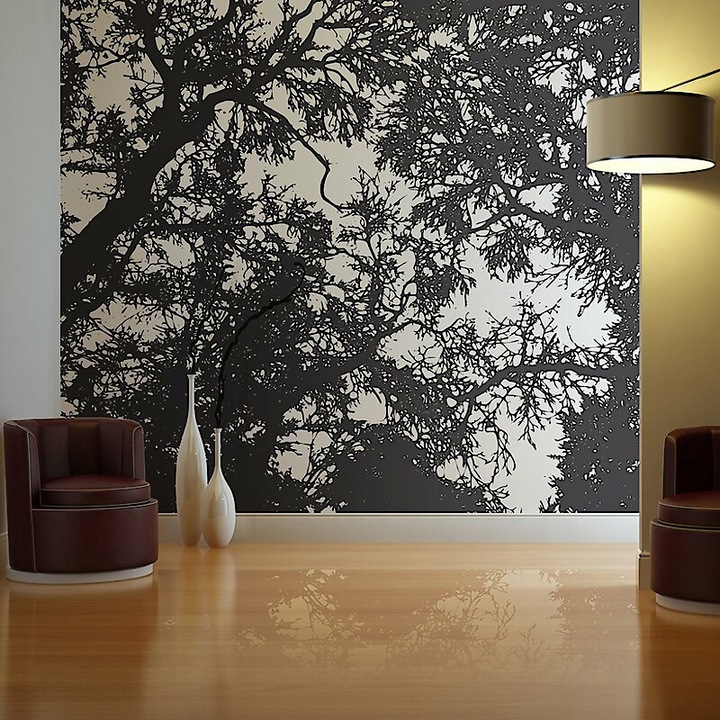 Fotótapéta - Fekete, fehér erdő 400x309