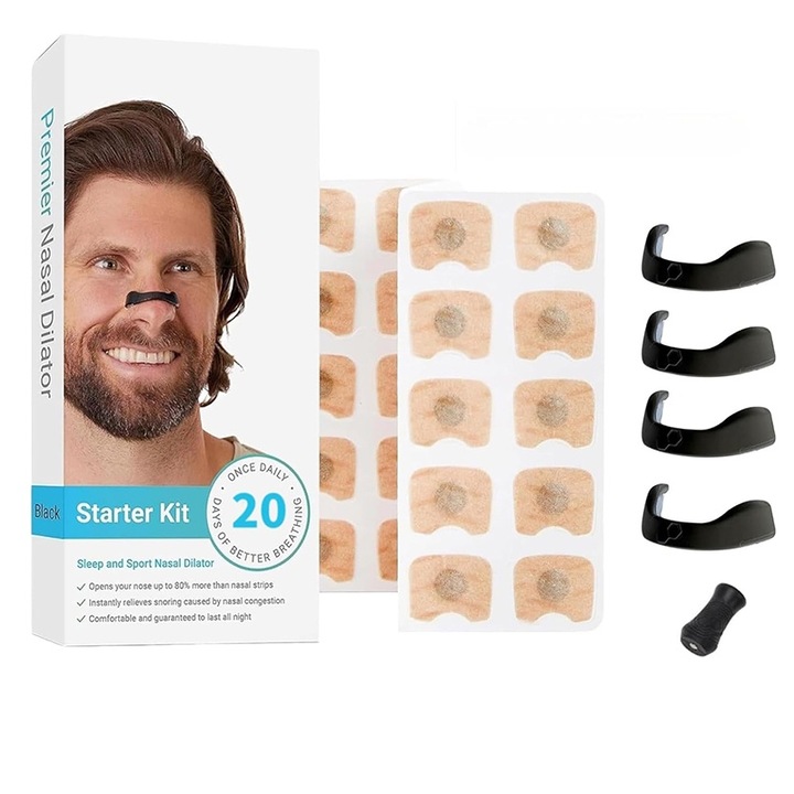 Щипка за нос, BOMSTOM, 45 магнитни ленти, черна, водоустойчива, регулируема