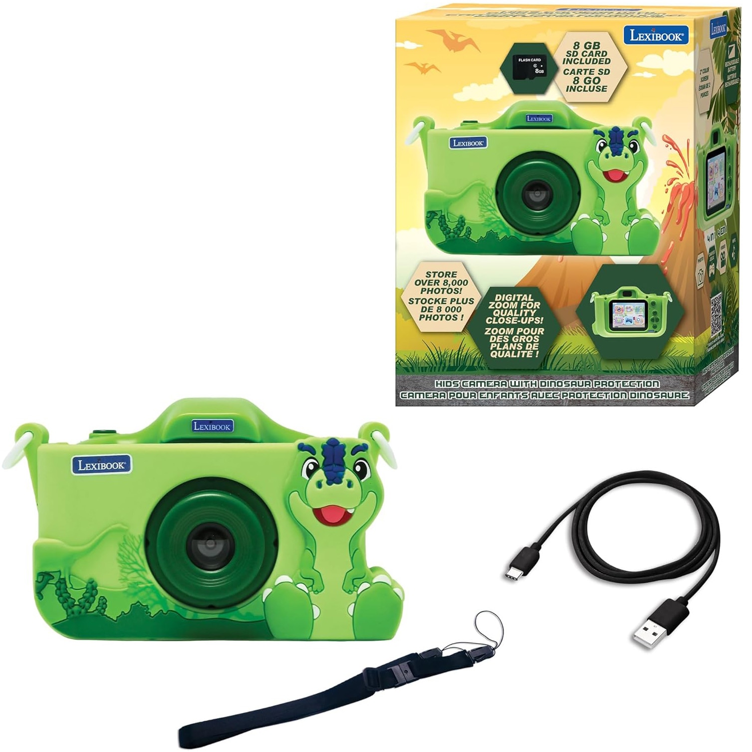 Aparat foto pentru copii Lexibook - Dinozaur, cu husa