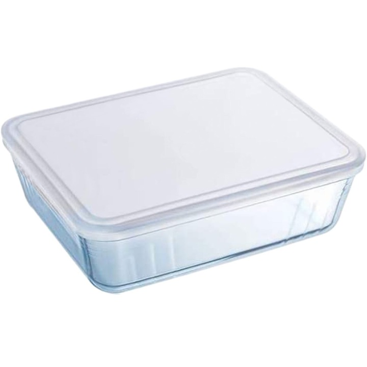 Касерола с капак Pyrex Cook & Freeze, Правоъгълен, Топлоустойчиво стъкло, 27 х 22 х 9 см, 4 л