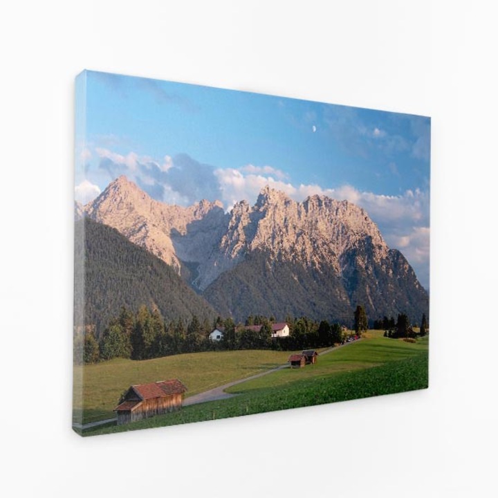 Картина върху платно - Къщи в планинско село, спокойна природа - 40x60 см