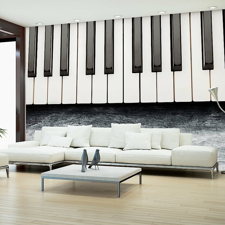 Fotótapéta - Zongorabillentyűk szürke kövön 400x280