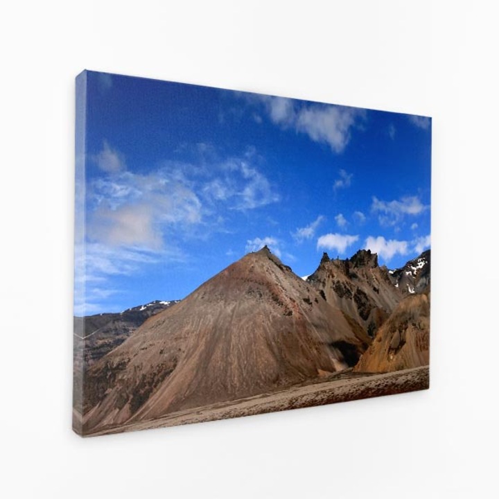 Картина на платно - Планини под синьо небе, връх на планина - 140x90 см