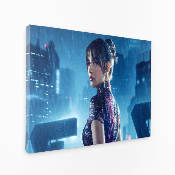 Картина на платно - Нощ в града Женска рокля Поглеждайки назад - 30x50 см