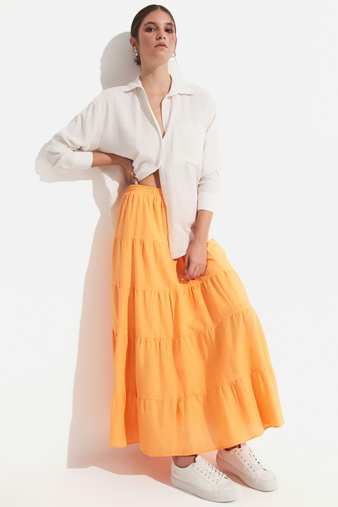 June, Fusta maxi evazata, Portocaliu deschis, 40