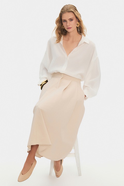 June, Fusta din bumbac cu model uni, Maro nisip, S