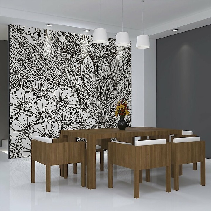 Fotótapéta - Fekete-fehér mezei virágok 350x270