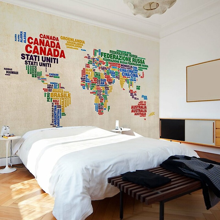 Fotótapéta - Világtérkép olasz országnevekből 400x309