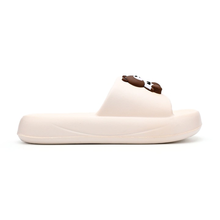 Papuci de Dama, Din Spuma, Usoara cu Imprimeu Ursulet, PD1042, Bej, 40-41