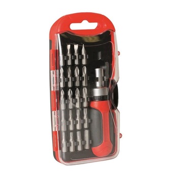 Set capete surubelnite, biti cu clichet SMA DE 101484, cutie plastic, 21 piese, Crom Vanadium Set capete surubelnite, biti cu clichet SMA DE 101484, cutie plastic, 21 piese, Crom Vanadium