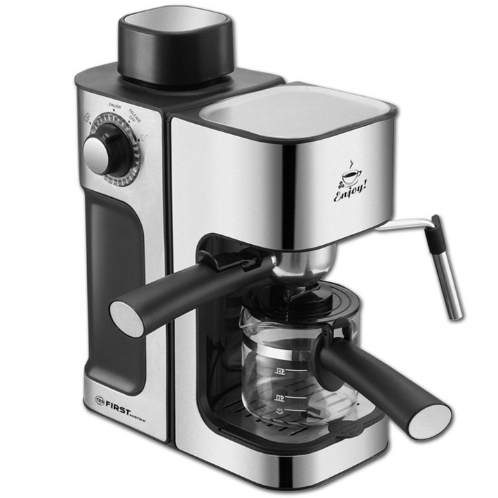 Espressor manual First Austria FA-5475-2, 4 bar, 800W, argintiu