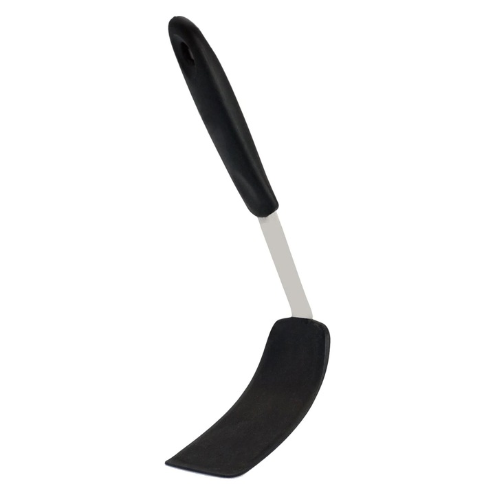 Spatula de prajit din silicon termorezistent, negru, pentru gatit