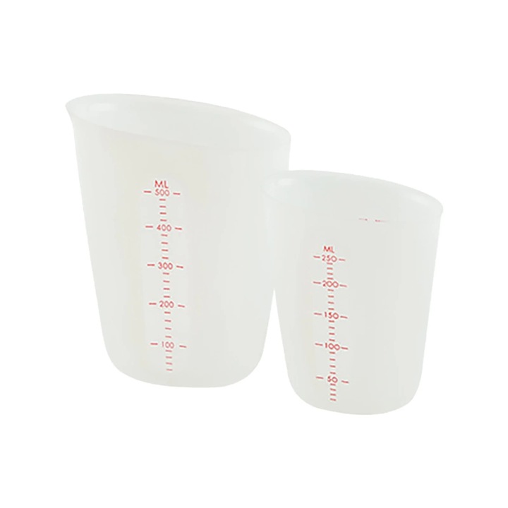 Cupa de masurare din silicon, set de ustensile de bucatarie, 250ml si 500ml, multicolor, 9x11cm