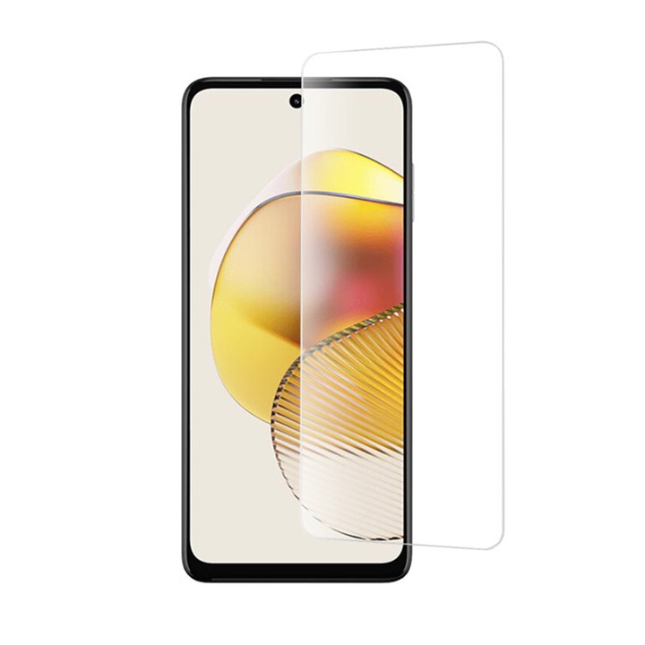 Motorola Moto G23-mal kompatibilis üvegfólia, OPTIM MEGOLDÁS, Edzett üveg, Teljes védelem 9H robbanásgátló, Full Glue 2.5D, Ultra Protection, Transparent
