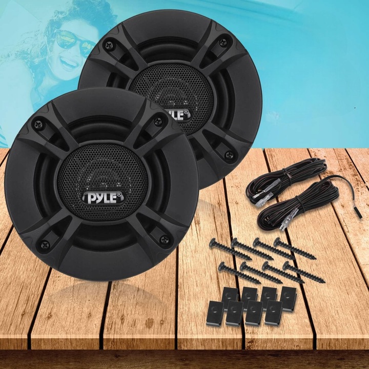 Boxe auto Pyle 6,5 inch, 300W, 4 Ohm, set 2 bucati, negru