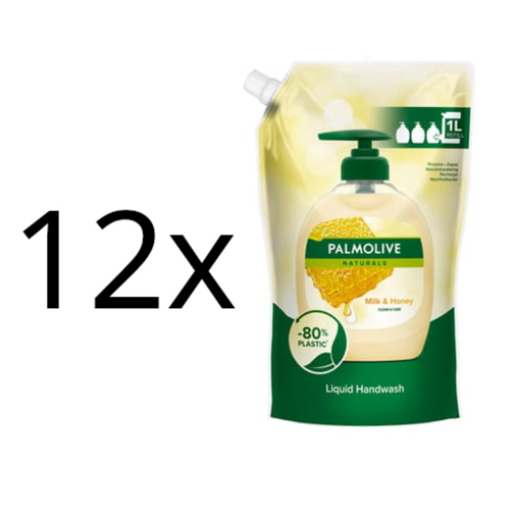 12X Palmolive Naturals Течен сапун с мляко и мед 1000 мл Doypack