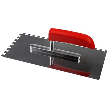 Drisca inox zimtata cu maner lemn rosu, 270x130x8mm Drisca inox zimtata cu maner lemn rosu, 270x130x8mm