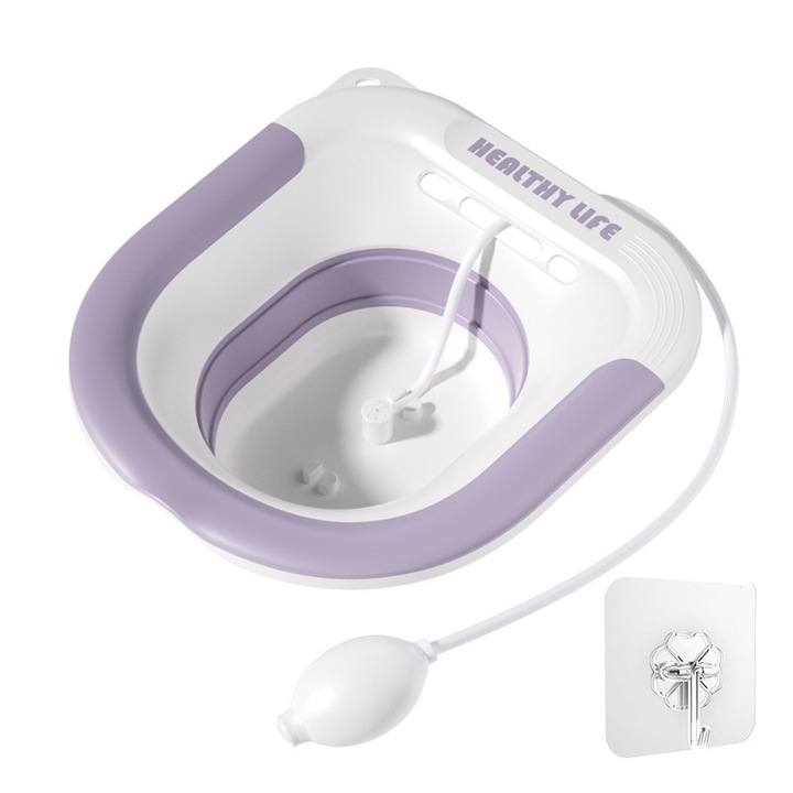 Bideu portabil Rqiurpn, design pliabil, cu furtun de spalare, pentru hemoroizi, violet