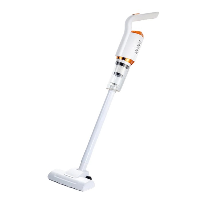 Aspirator cu putere mare, 2 moduri, 3 capete de perie, alb, pentru curatarea podelelor si covoarelor