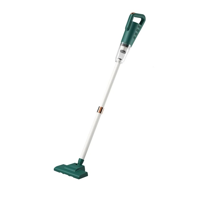 Aspirator fara fir 120W, putere mare de aspiratie, verde, cu 3 capete de curatare