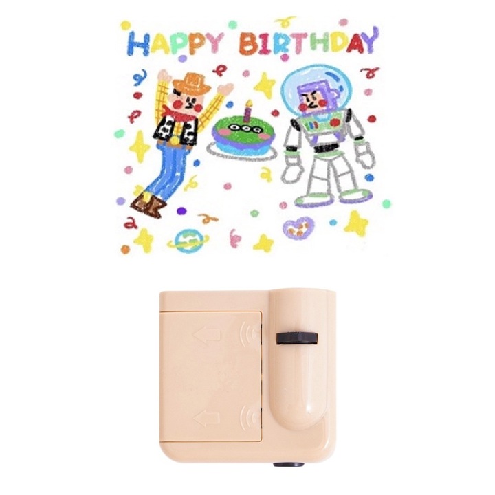 Proiector copii de ziua de nastere, model astronaut, roz, 7x6.5cm