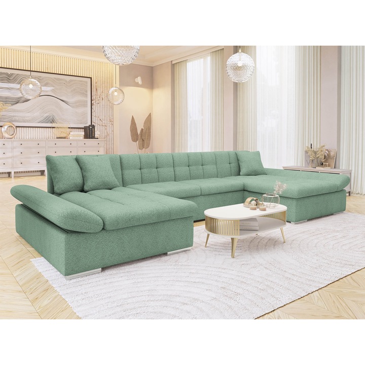 Coltar rabatabil Agata, MIRJAN24, albastru deschis, 160x360x75 cm