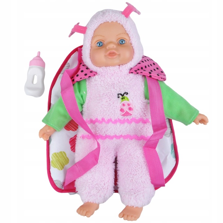 Baba hátizsákkal, PrzydaSie, 30cm, többszínű, 18m+ gyerekeknek