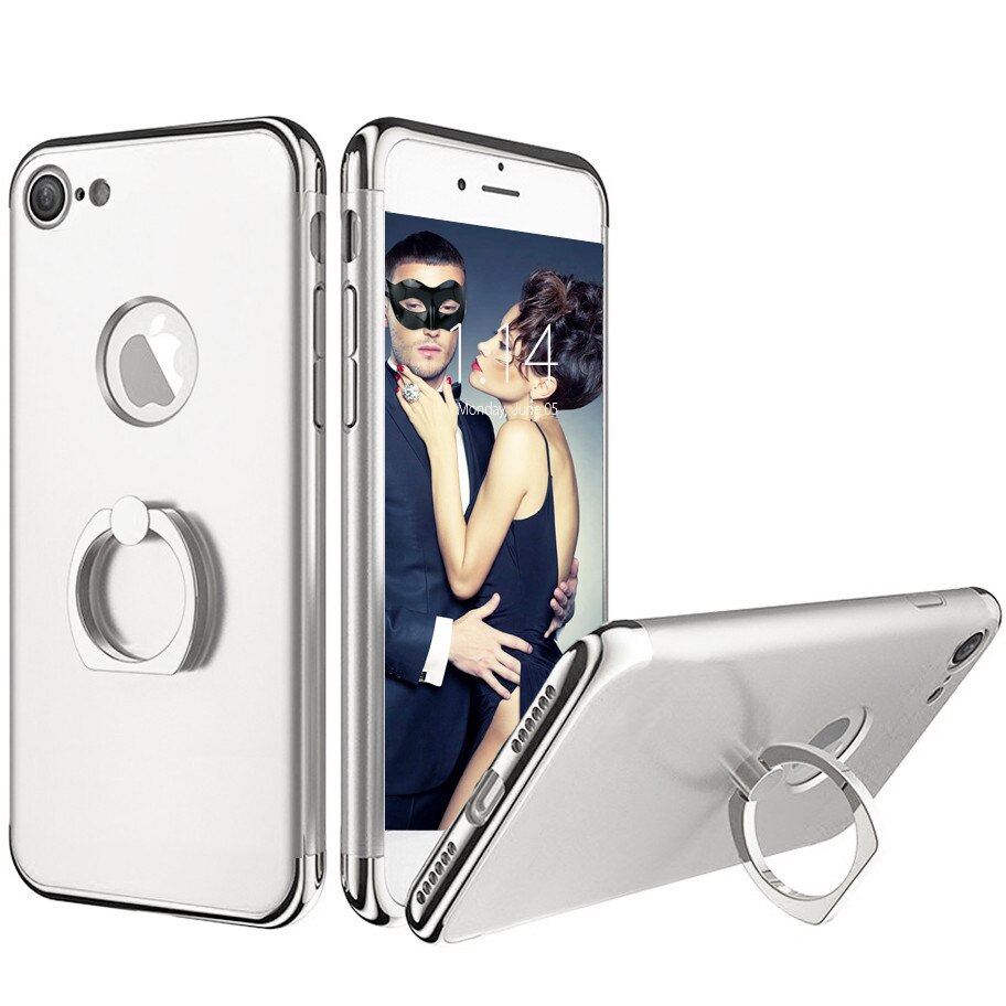 Husa telefon Iphone 7 ofera protectie 3in1 Ultrasubtire - Lux Silver S Ring