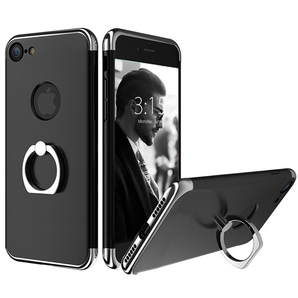 Husa telefon Iphone 7 Plus ofera protectie 3in1 Ultrasubtire - Lux Black S Ring